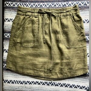 LOFT Olive Green, 100% Linen Skirt | Size M